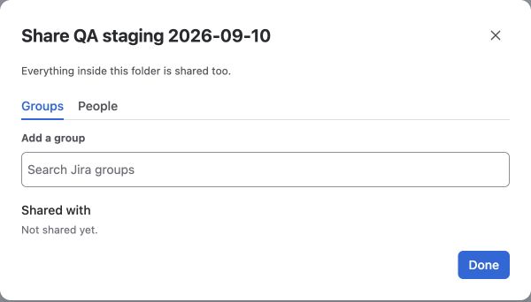 Folder sharing supports groups and people, and includes everything inside the folder.